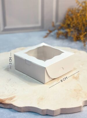Caja blanca 8 x 3 cm ventana de acetato