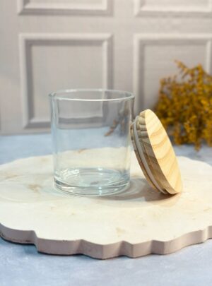 Recipiente de vidrio 8 oz tapa bambu