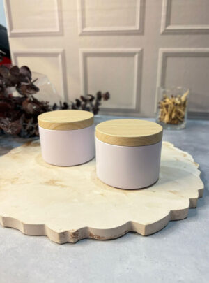 Lata blanca de 120 ml Tapa color madera
