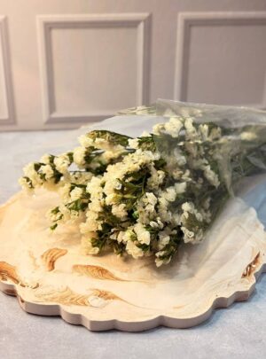 🤍 Statis Blancas – Flores Secas – Arte y Cera Las Statis Blancas de Arte y Cera son flores secas perfectas para dar un toque elegante, suave y natural a tus velas, jabones, empaques y proyectos decorativos. Su tono blanco aporta pureza y armonía, manteniendo su forma y textura gracias a su proceso de secado. Ideales para detalles artesanales, fotografía de producto y diseños delicados que requieren un acabado limpio y sofisticado. ✨