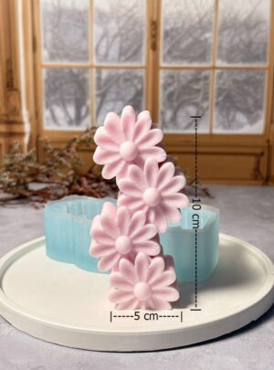 Capas de creatividad con esencia floral. Molde de silicona diseñado para crear margaritas tridimensionales superponiendo capas. Ideal para dar volumen y realismo a tus velas, jabones y decoraciones.