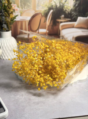 Nuestras Flores Gipso Amarillas son el elemento ideal para quienes buscan un acabado romántico y silvestre. Estas flores han sido seleccionadas y preservadas para mantener su forma suave y su vibrante tono amarillo, permitiéndote llevar la frescura del campo directamente a tus velas, jabones o piezas de resina.